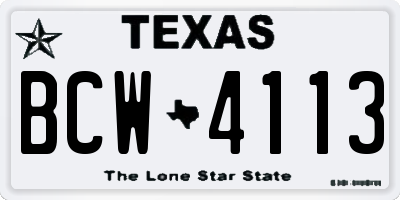 TX license plate BCW4113