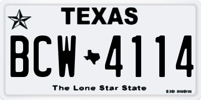 TX license plate BCW4114
