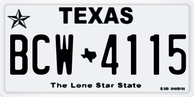 TX license plate BCW4115