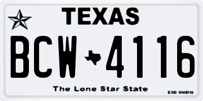 TX license plate BCW4116