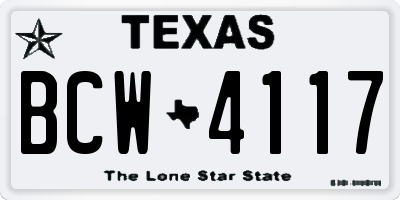 TX license plate BCW4117