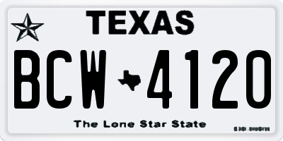 TX license plate BCW4120