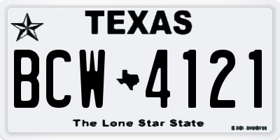 TX license plate BCW4121