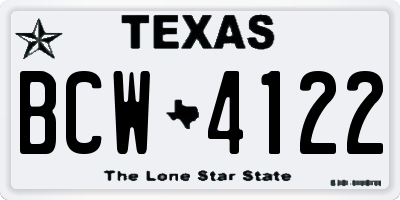 TX license plate BCW4122