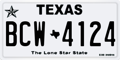 TX license plate BCW4124