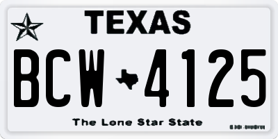 TX license plate BCW4125