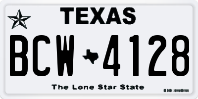 TX license plate BCW4128
