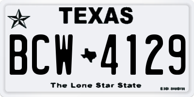 TX license plate BCW4129
