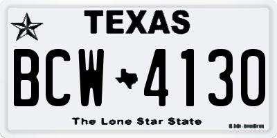 TX license plate BCW4130