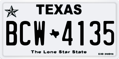 TX license plate BCW4135