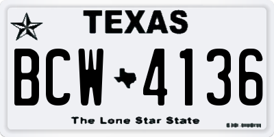 TX license plate BCW4136