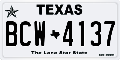 TX license plate BCW4137