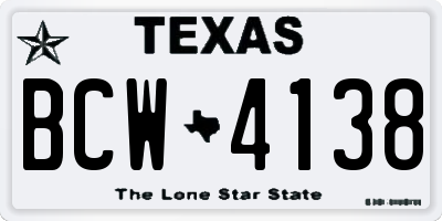 TX license plate BCW4138