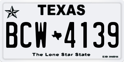 TX license plate BCW4139