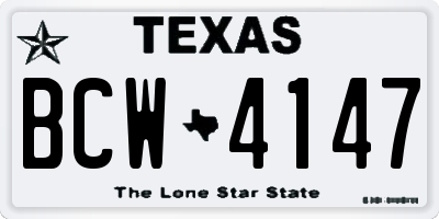 TX license plate BCW4147