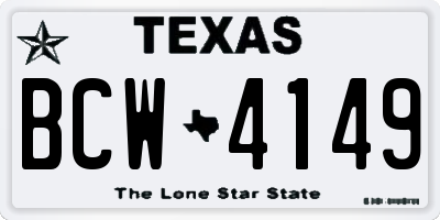 TX license plate BCW4149