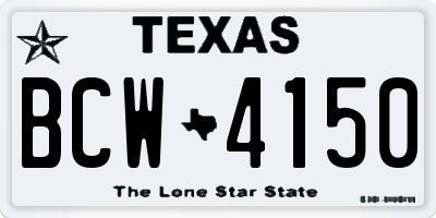 TX license plate BCW4150