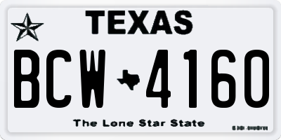TX license plate BCW4160