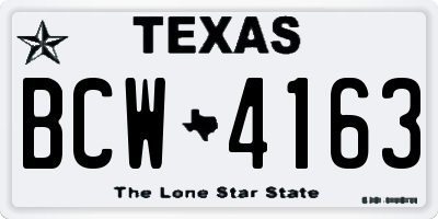 TX license plate BCW4163