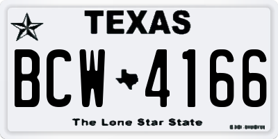 TX license plate BCW4166