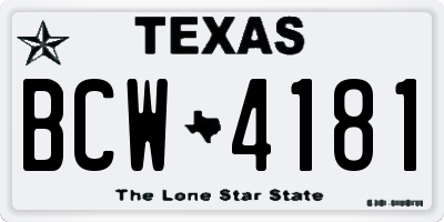TX license plate BCW4181