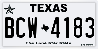TX license plate BCW4183