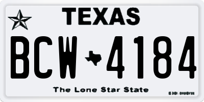 TX license plate BCW4184