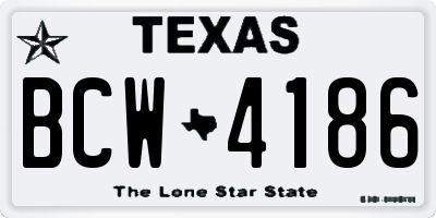 TX license plate BCW4186