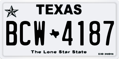 TX license plate BCW4187