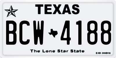 TX license plate BCW4188