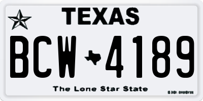 TX license plate BCW4189