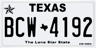 TX license plate BCW4192