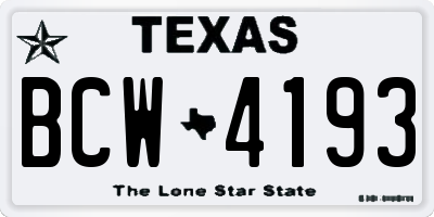 TX license plate BCW4193