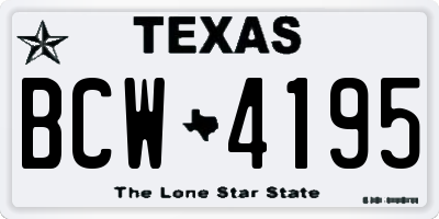 TX license plate BCW4195