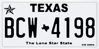TX license plate BCW4198