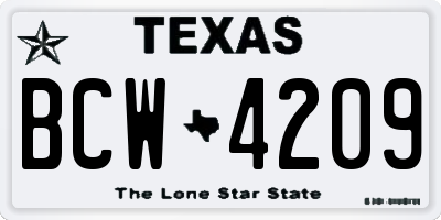 TX license plate BCW4209
