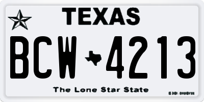 TX license plate BCW4213