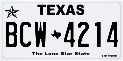 TX license plate BCW4214