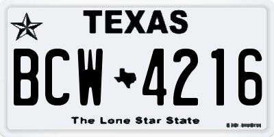 TX license plate BCW4216