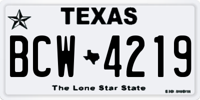 TX license plate BCW4219