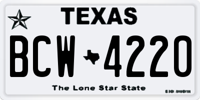 TX license plate BCW4220