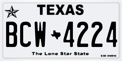 TX license plate BCW4224