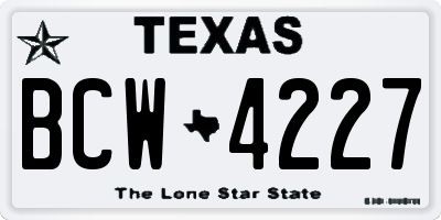 TX license plate BCW4227