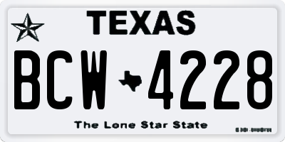 TX license plate BCW4228