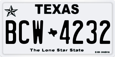 TX license plate BCW4232
