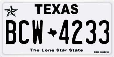 TX license plate BCW4233