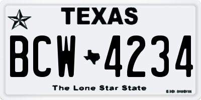 TX license plate BCW4234