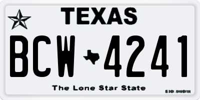 TX license plate BCW4241