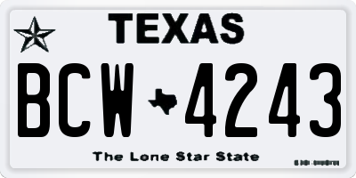TX license plate BCW4243