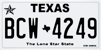 TX license plate BCW4249